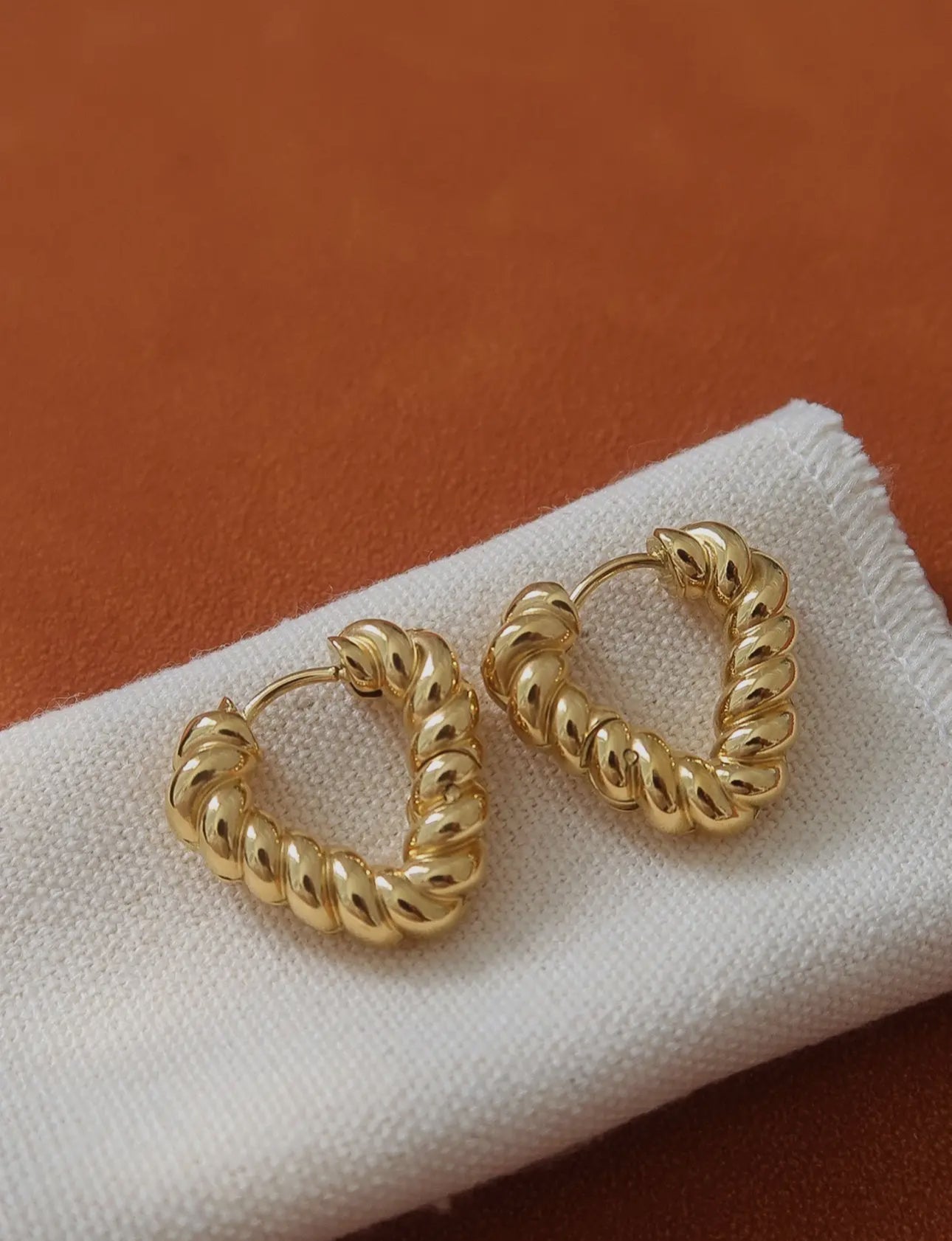 Non-Tarnish Twisted Triangle Hoops