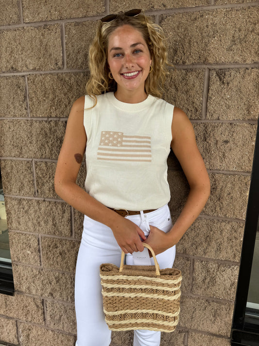 Beige American Flag Tank