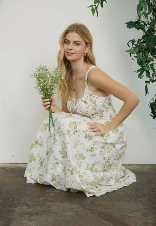 Green Floral Corset Dress