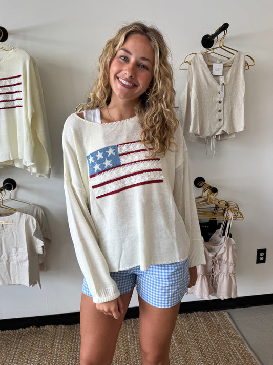 Lightweight American Flag Pullover
