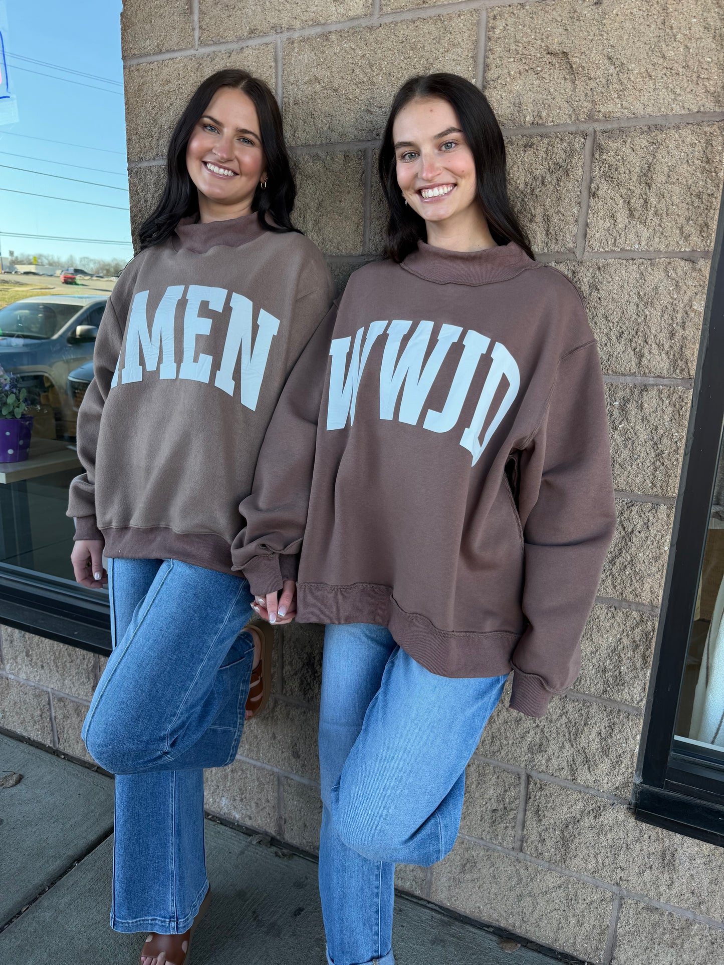 WWJD / AMEN reversible mock neck