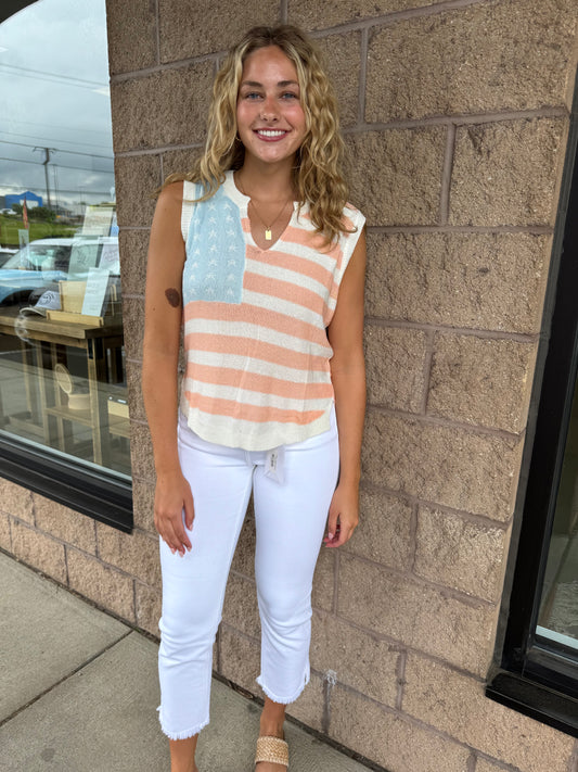 Faded Lightweight American Flag Tank