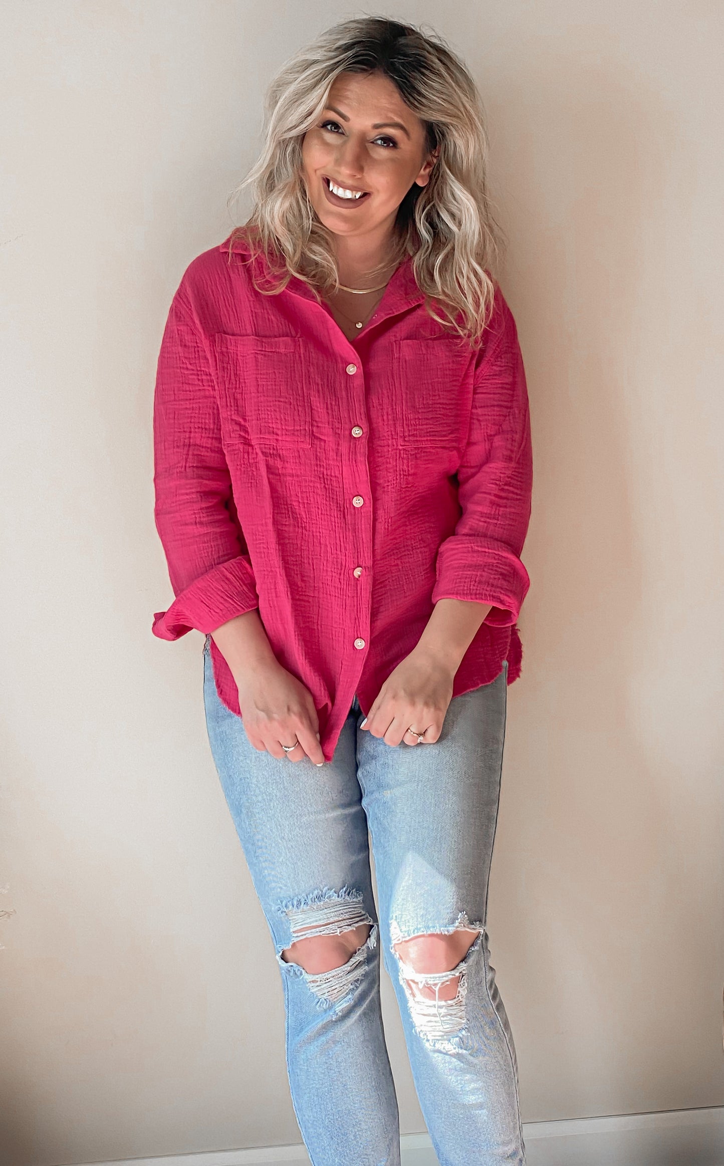Radiate Kindness Gauze Button Up