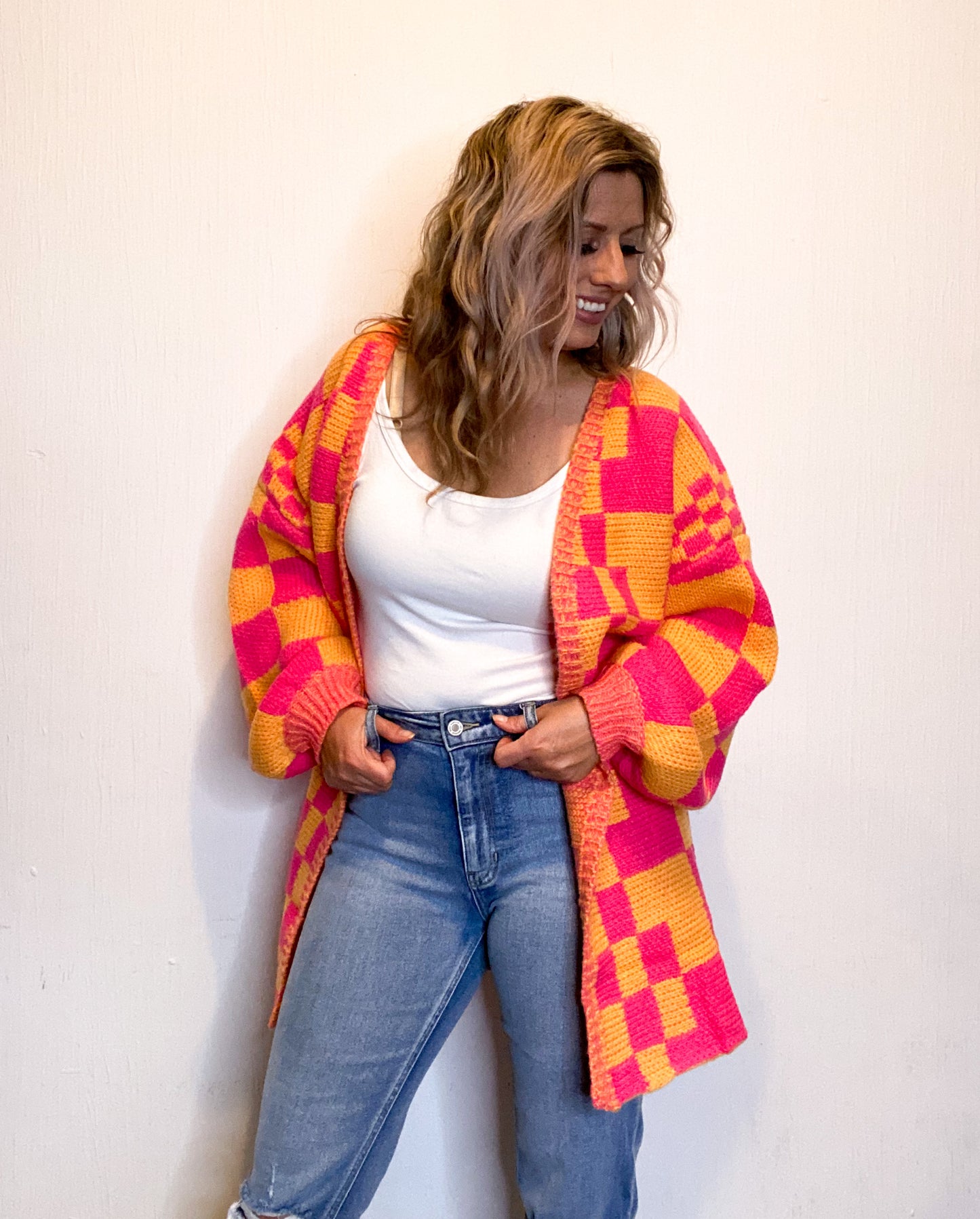 Checked Out Cardigan