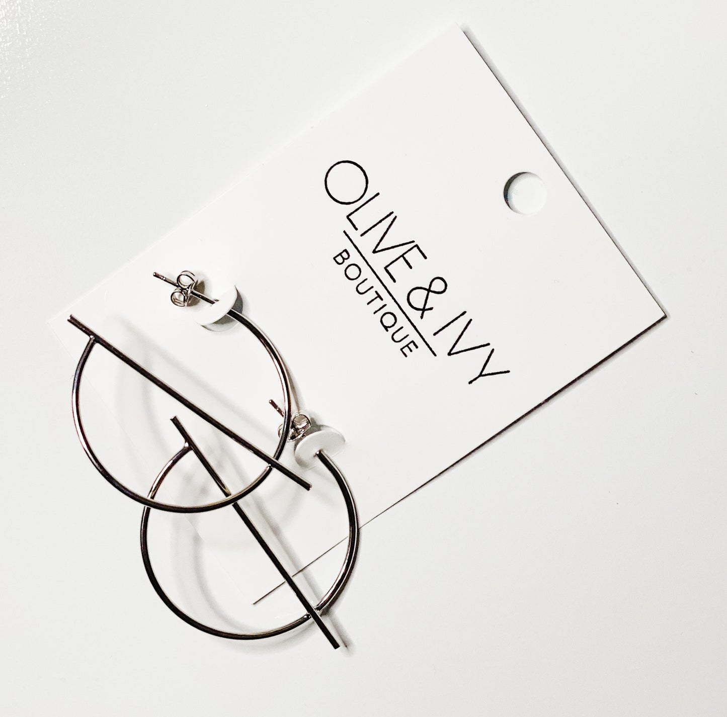 Silver Bar Hoop Earrings
