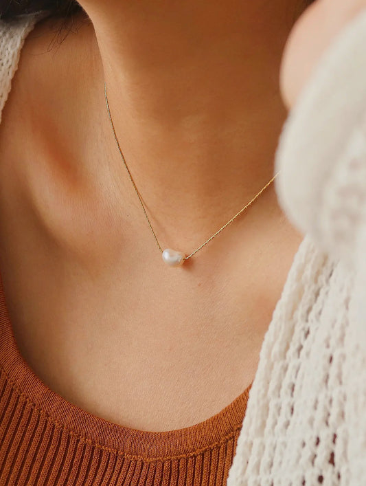 Non-Tarnish Natural Pearl Necklace