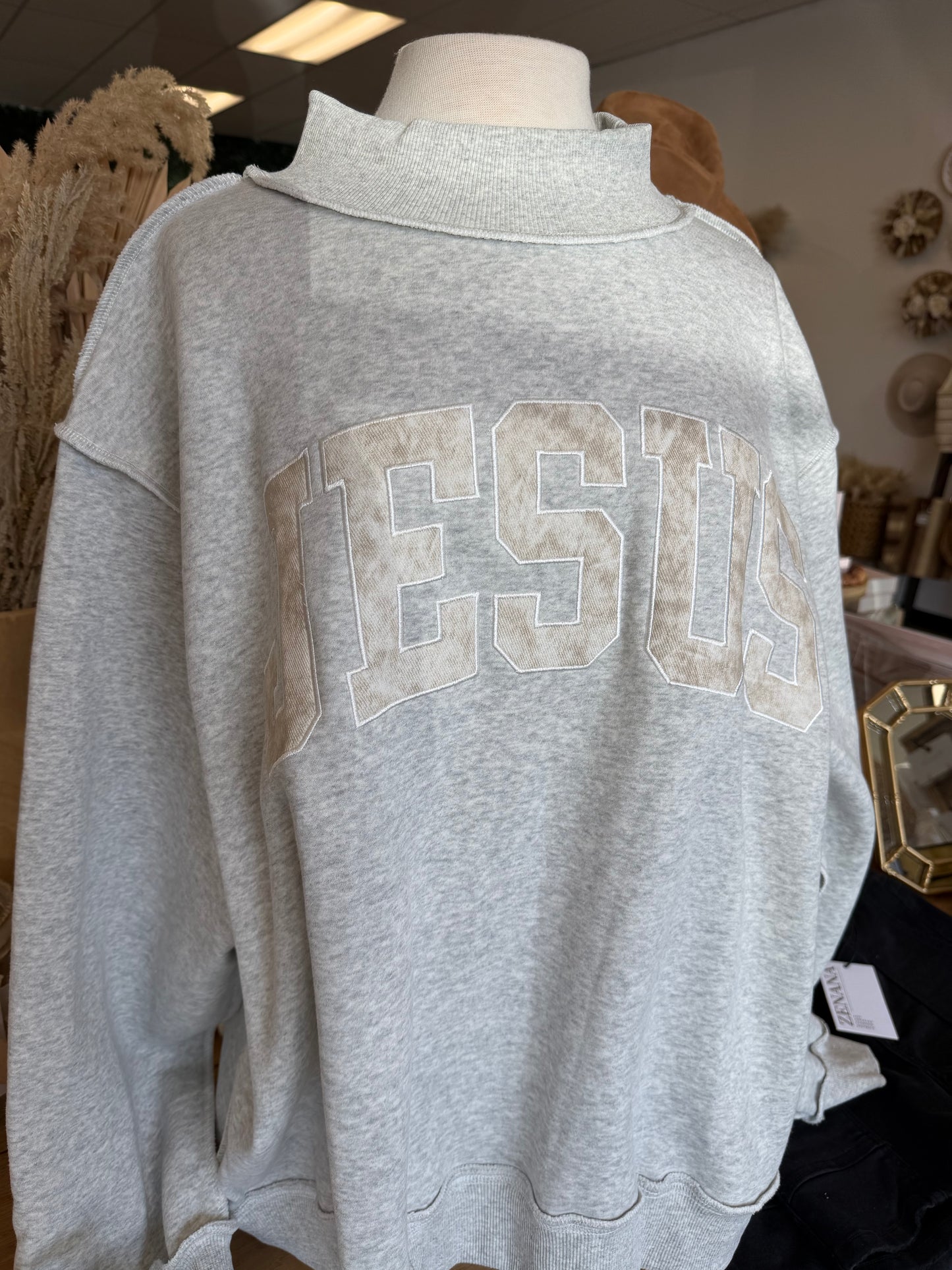 Jesus Camo Embroidered Mock Neck