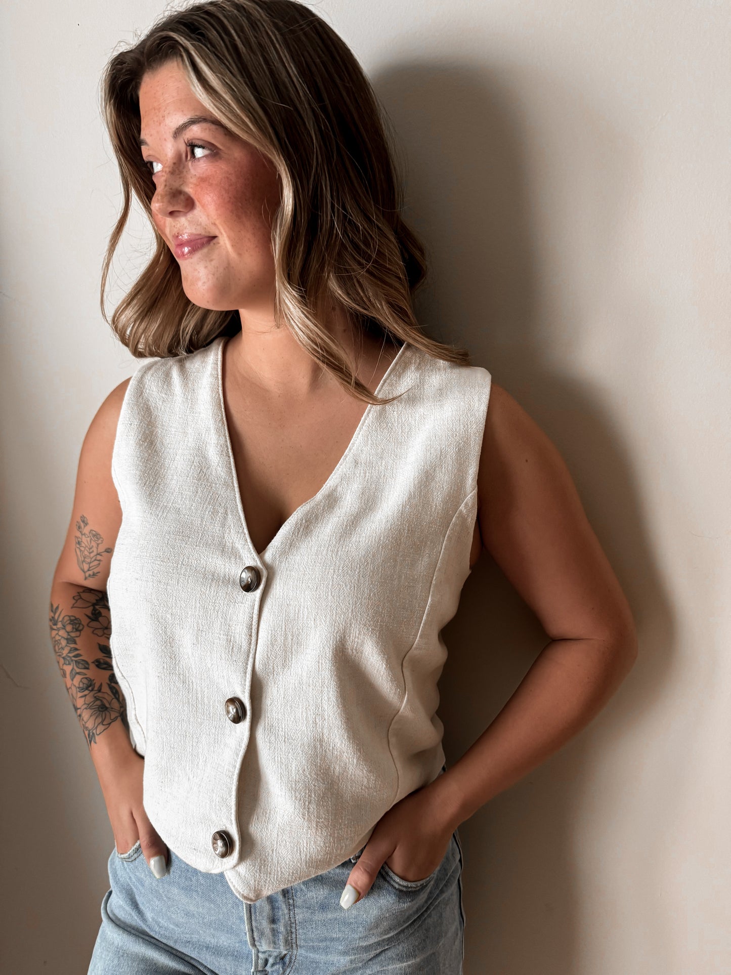 OATMEAL LINEN VEST