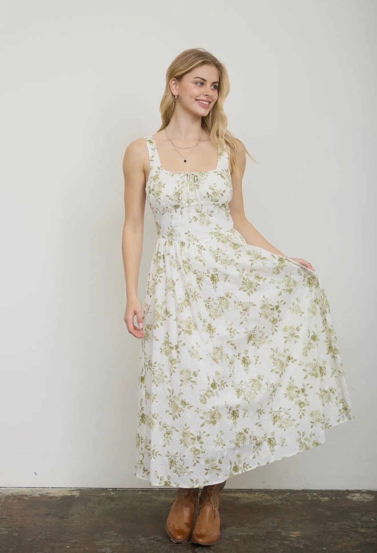 Green Floral Corset Dress
