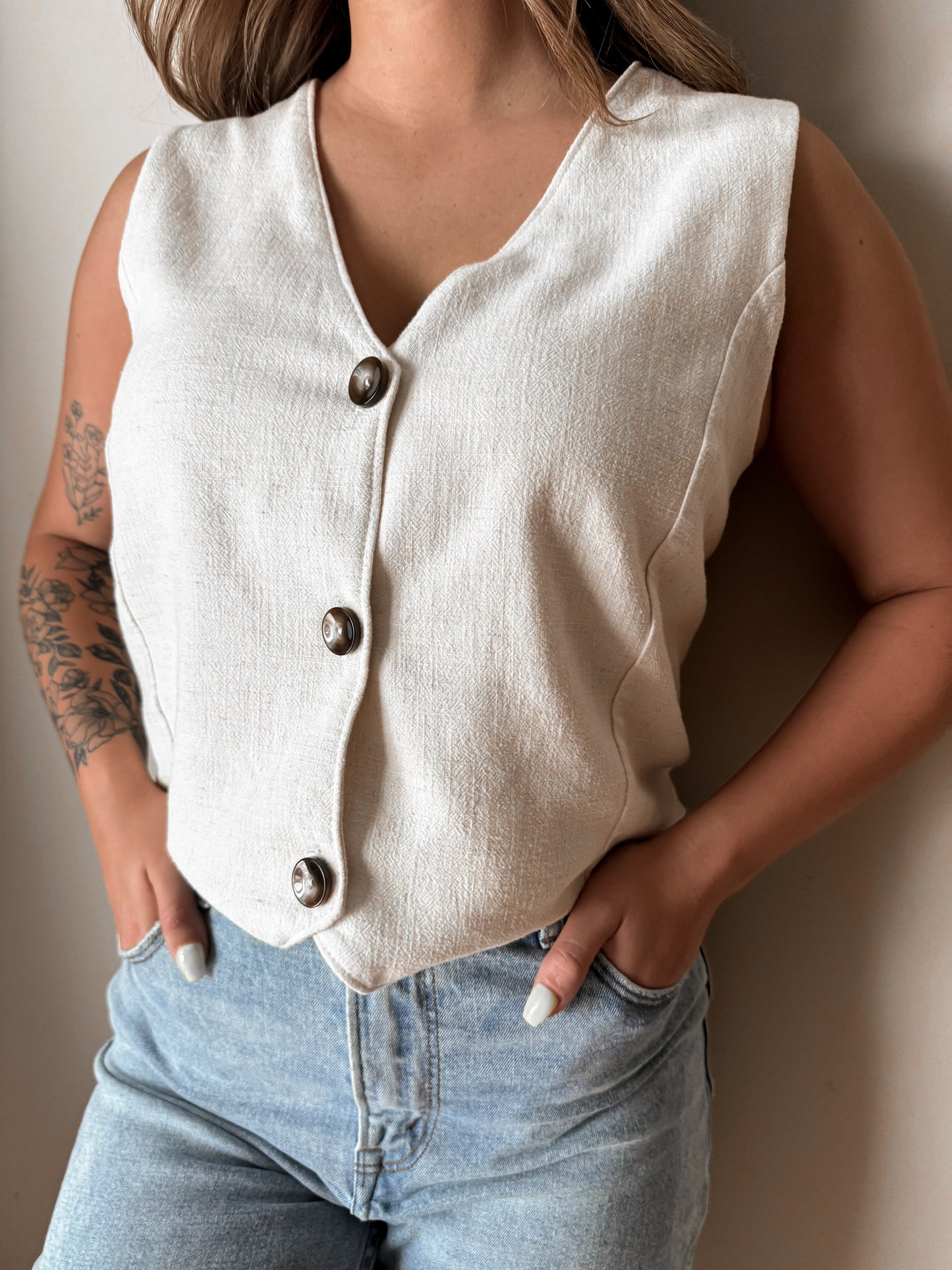 OATMEAL LINEN VEST