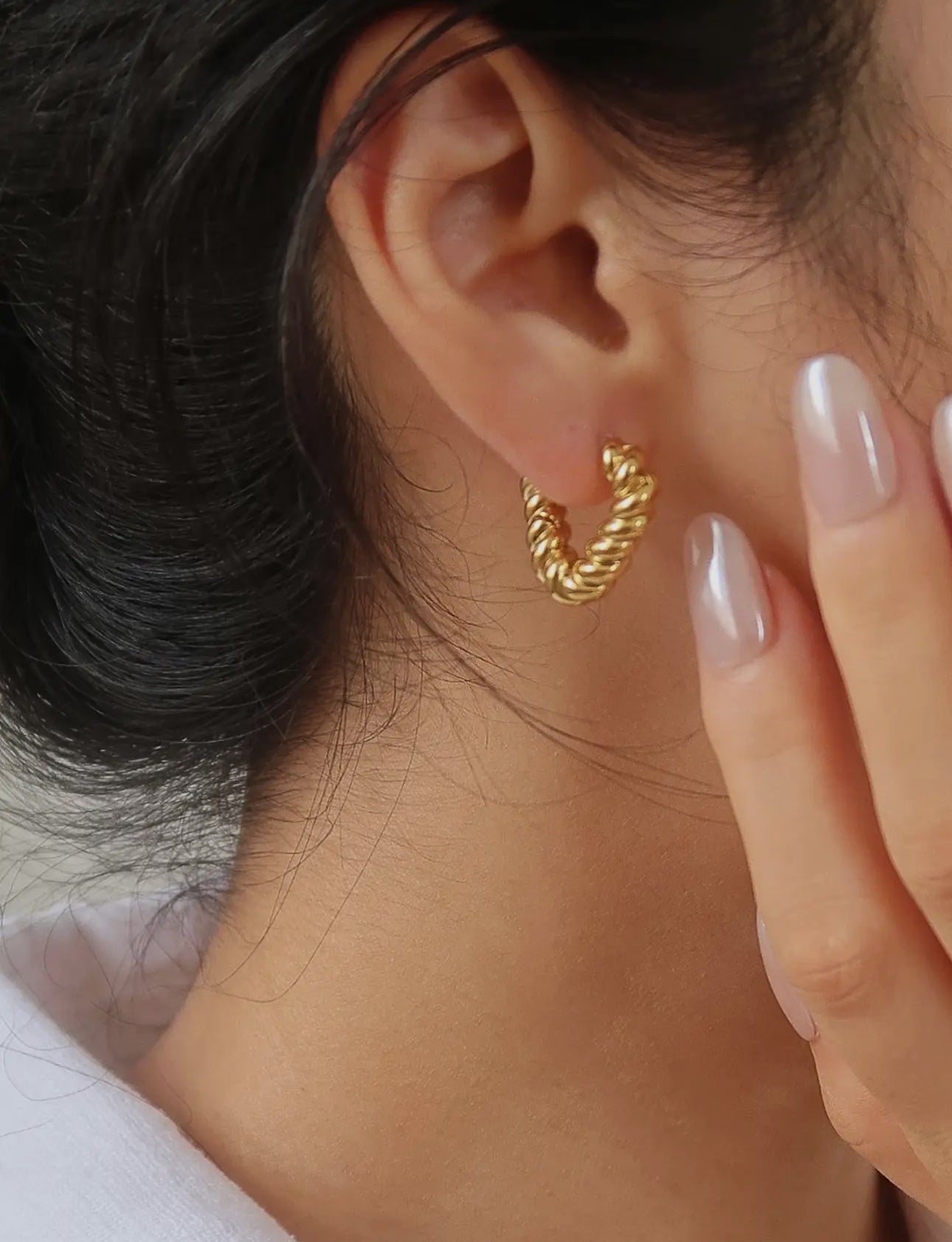 Non-Tarnish Twisted Triangle Hoops